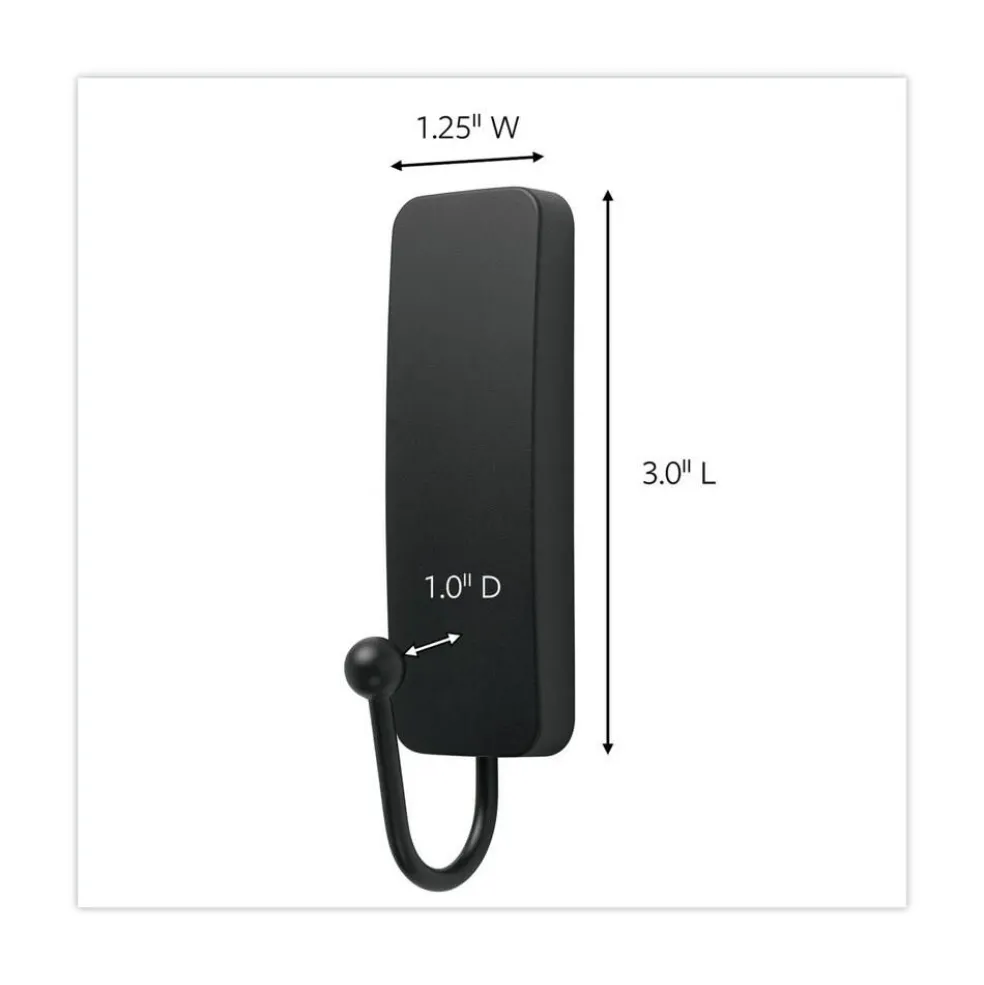 Command 3 lbs. Capacity Plastic Decorative Hooks - Medium Matte Black (2/Pack)