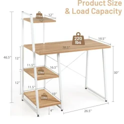 Compact Computer Desk Workstation with 4 Tier Shelves for Home and Office