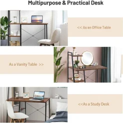 Compact Computer Desk Workstation with 4 Tier Shelves for Home and Office