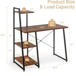Compact Computer Desk Workstation with 4 Tier Shelves for Home and Office