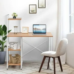 Compact Computer Desk Workstation with 4 Tier Shelves for Home and Office