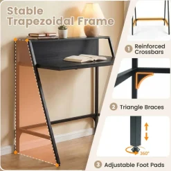 Compact Office Desk with Storage Shelf, Small Laptop Desk for Home Office Study Gaming, Industrial Style Writing Table