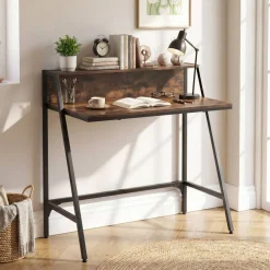 Compact Office Desk with Storage Shelf, Small Laptop Desk for Home Office Study Gaming, Industrial Style Writing Table