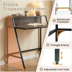 Compact Office Desk with Storage Shelf, Small Laptop Desk for Home Office Study Gaming, Industrial Style Writing Table