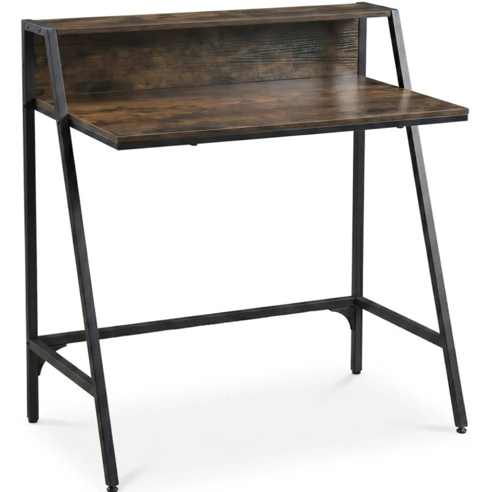 Compact Office Desk with Storage Shelf, Small Laptop Desk for Home Office Study Gaming, Industrial Style Writing Table