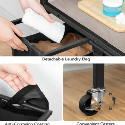 3-Compartment Laundry Sorter Cart 130L Rolling Hamper with Casters