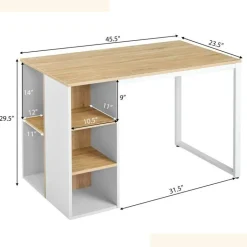 Computer Desk with 5 Side Shelves and Metal Frame