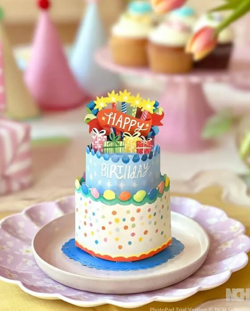 Confetti Birthday Cake Pop-up Greeting Card