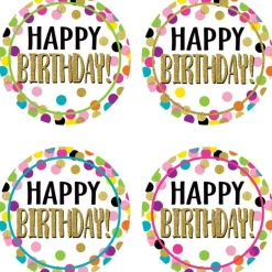 Confetti Happy Birthday Wear ’Em Badges, Pack of 32