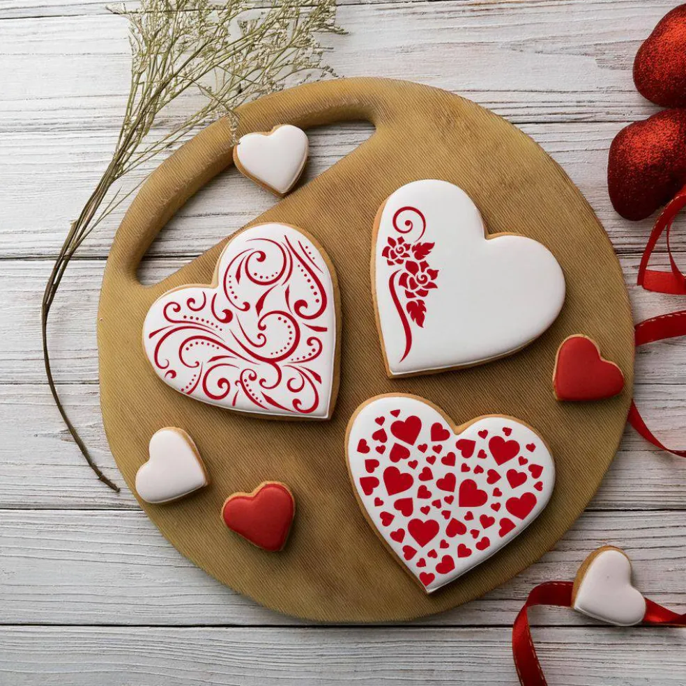 Contemporary Hearts Cookie Stencils | C351 by Designer Stencils |
