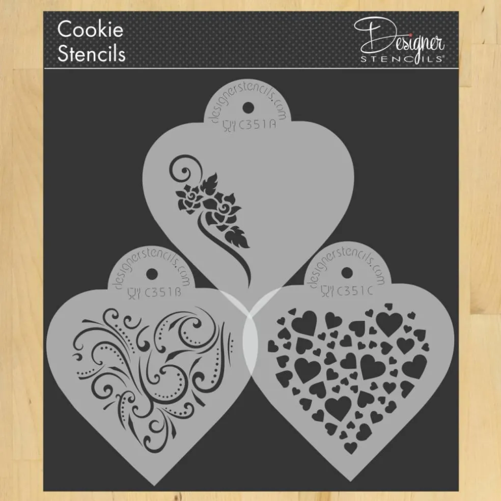 Contemporary Hearts Cookie Stencils | C351 by Designer Stencils |