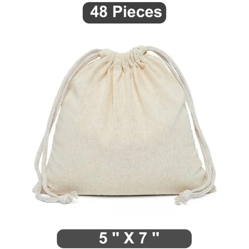 Convenient 5" x 7" Plain Cotton Muslin Pouch