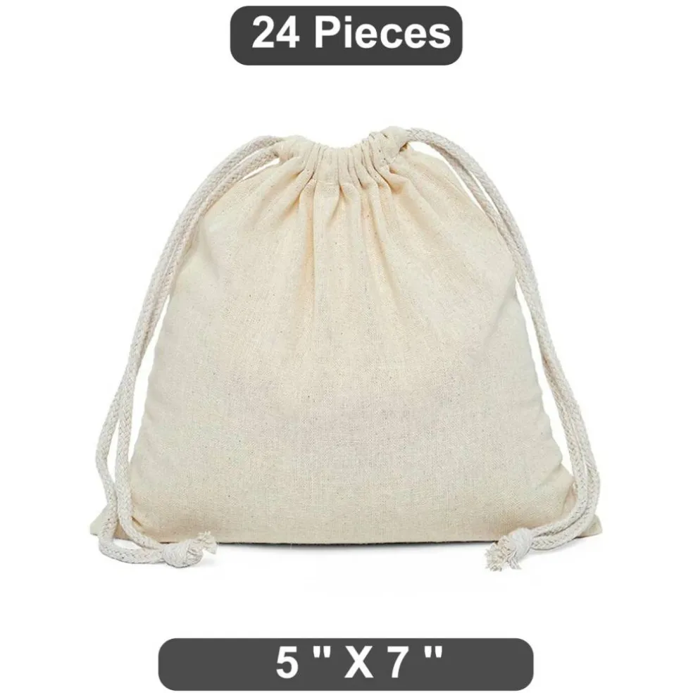 Convenient 5" x 7" Plain Cotton Muslin Pouch