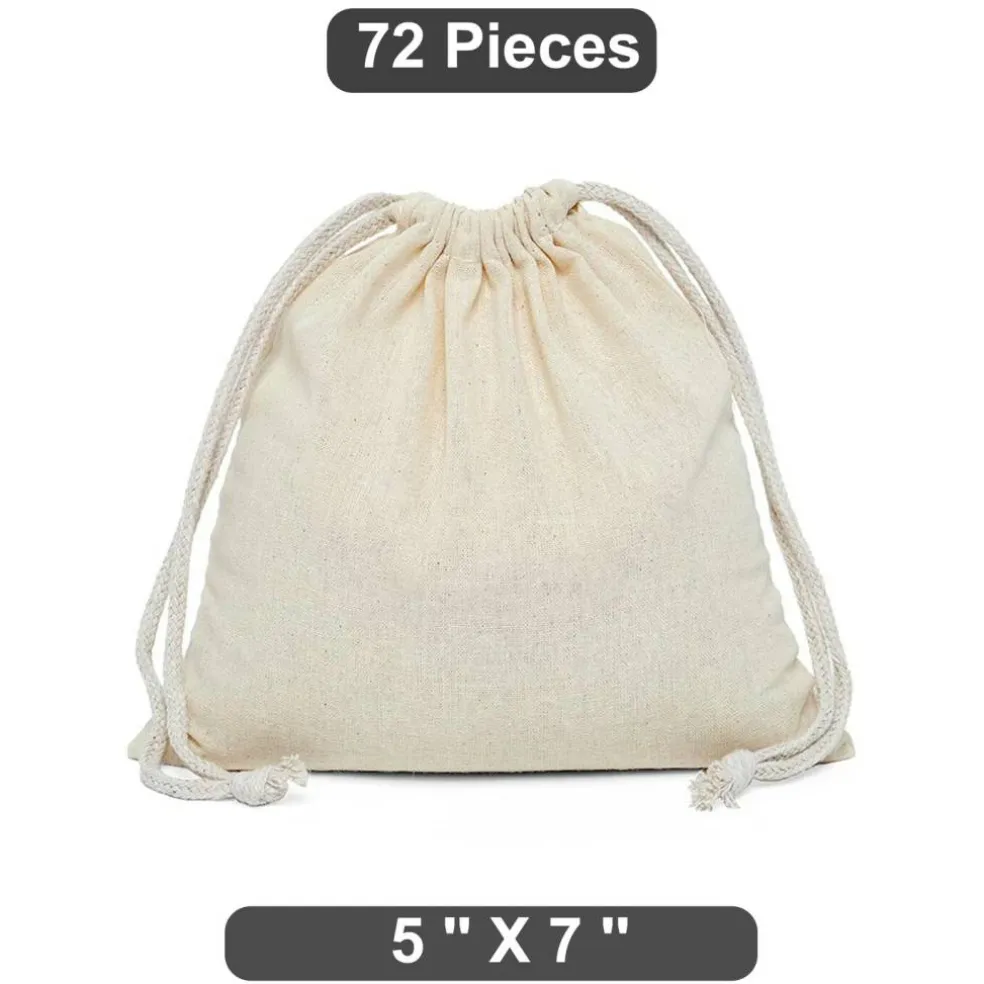 Convenient 5" x 7" Plain Cotton Muslin Pouch
