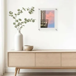 Cool Modern Frames Clear Acrylic Float Frame with Silver Hardware