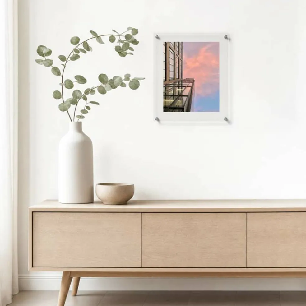 Cool Modern Frames Clear Acrylic Float Frame with Silver Hardware