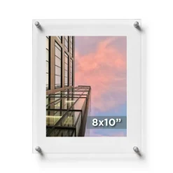 Cool Modern Frames Clear Acrylic Float Frame with Silver Hardware
