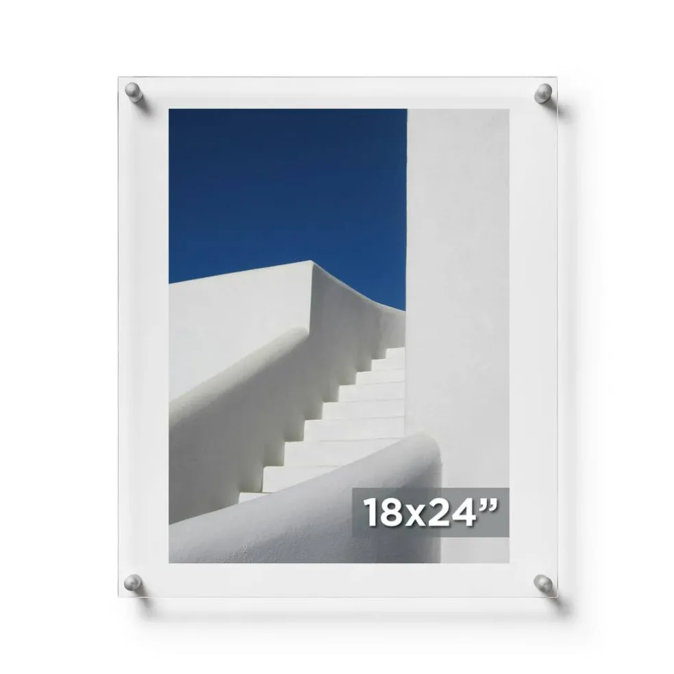 Cool Modern Frames Clear Acrylic Float Frame with Silver Hardware