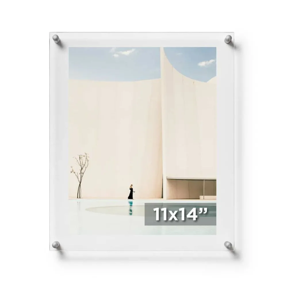 Cool Modern Frames Clear Acrylic Float Frame with Silver Hardware
