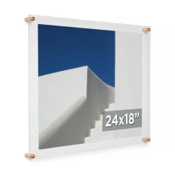 Cool Modern Frames Clear Acrylic Float Frame with Gold Hardware
