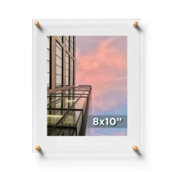 Cool Modern Frames Clear Acrylic Float Frame with Gold Hardware