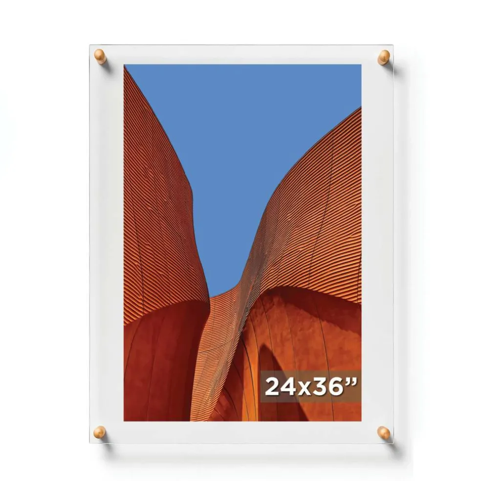 Cool Modern Frames Clear Acrylic Float Frame with Gold Hardware