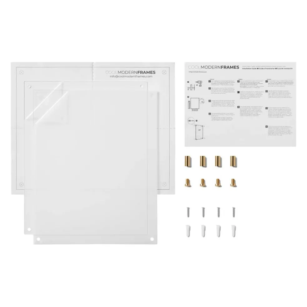 Cool Modern Frames Clear Acrylic Float Frame with Gold Hardware