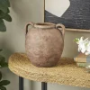 10.5" Copper Antique-Style Textured Ceramic Vase with Handles