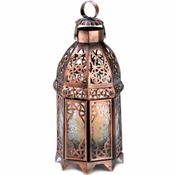 9.5" Copper Moroccan Candle Lantern