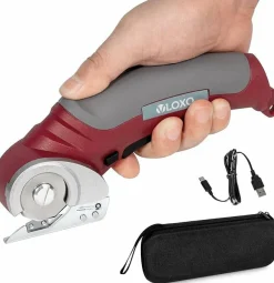 Cordless Electric Scissors, Rotary Cutter for Fabric with Safety Lock, 4.2V Cardboard Cutter Multi-Cutting Tools, Rechargeable Powerful Fabric Cutter for Carpet Leather Felt with Storage Box