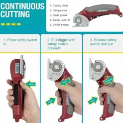 Cordless Electric Scissors, Rotary Cutter for Fabric with Safety Lock, 4.2V Cardboard Cutter Multi-Cutting Tools, Rechargeable Powerful Fabric Cutter for Carpet Leather Felt with Storage Box