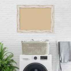 Cork Board, Alexandria White Wash Wood Frame - Bulletin Board, Organization Board, Pin Board