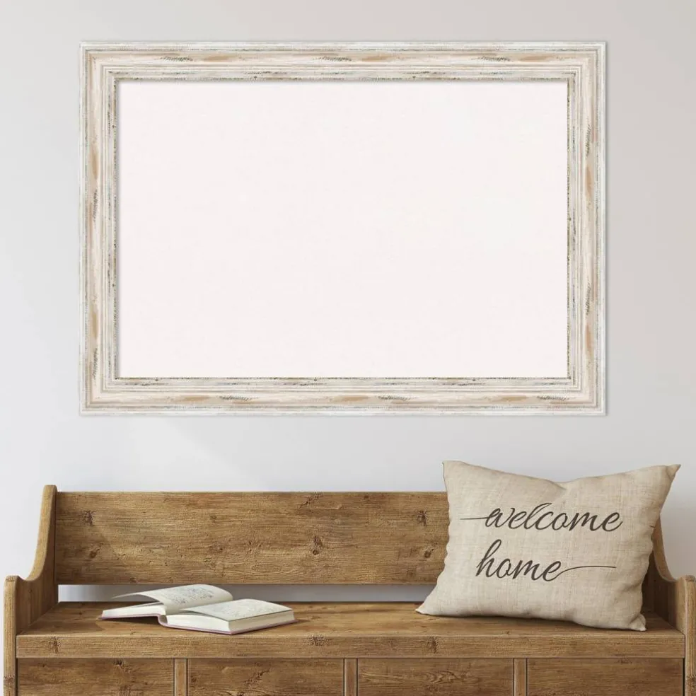 Cork Board, Alexandria White Wash Wood Frame - Bulletin Board, Organization Board, Pin Board