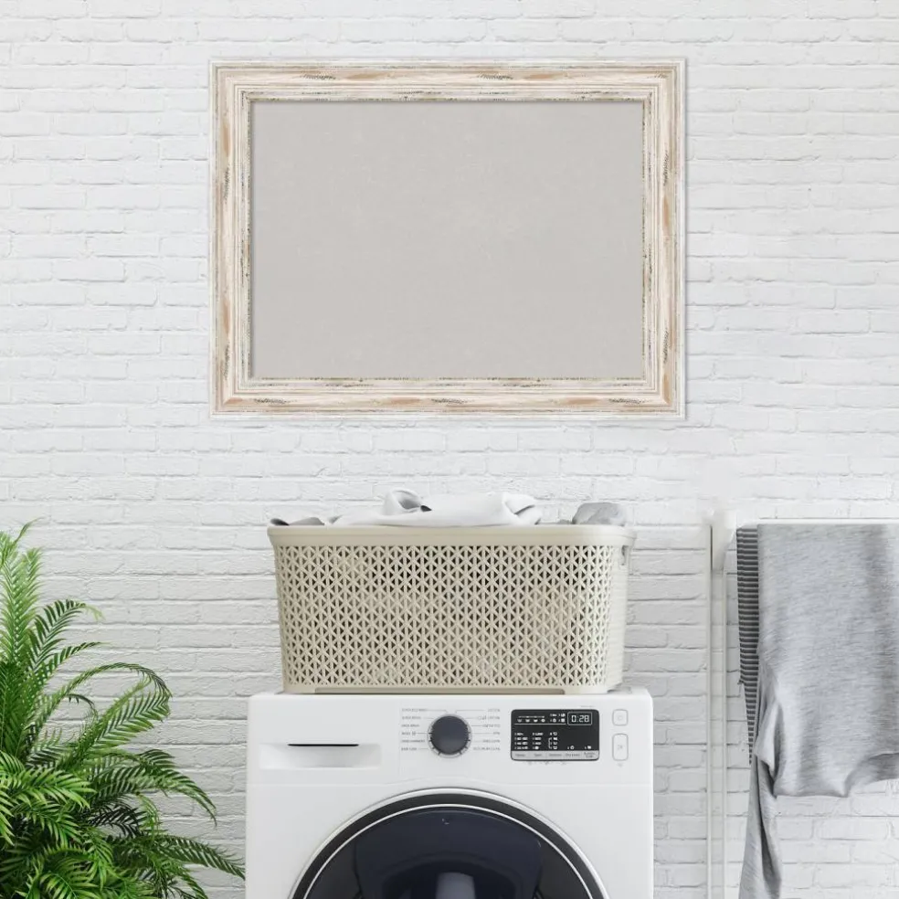 Cork Board, Alexandria White Wash Wood Frame - Bulletin Board, Organization Board, Pin Board