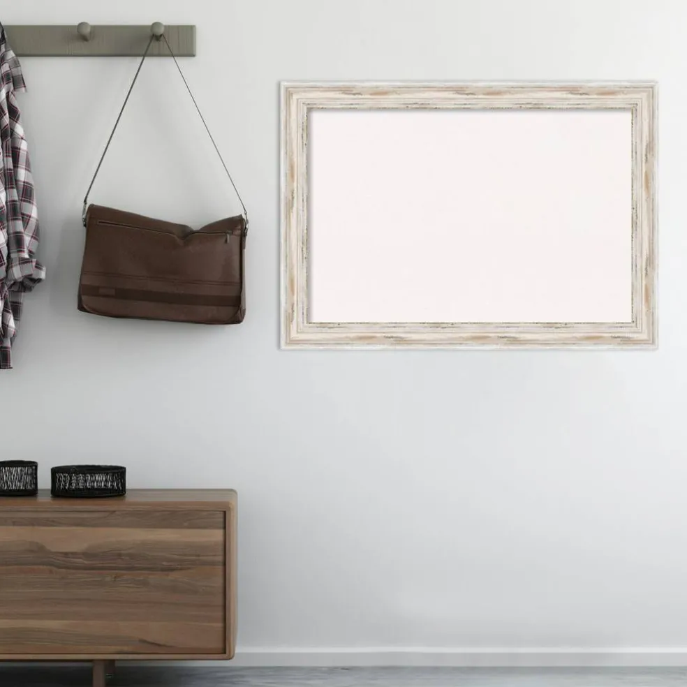 Cork Board, Alexandria White Wash Wood Frame - Bulletin Board, Organization Board, Pin Board