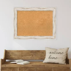 Cork Board, Alexandria White Wash Wood Frame - Bulletin Board, Organization Board, Pin Board