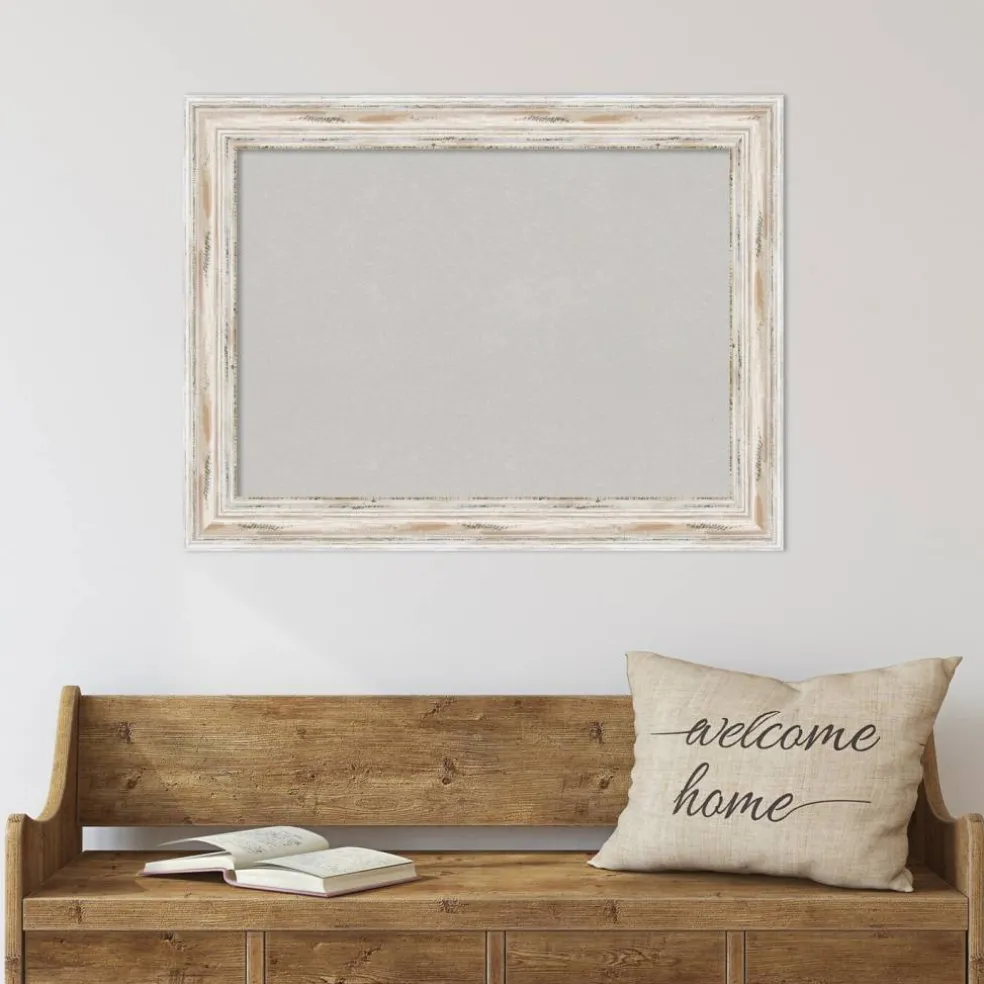 Cork Board, Alexandria White Wash Wood Frame - Bulletin Board, Organization Board, Pin Board