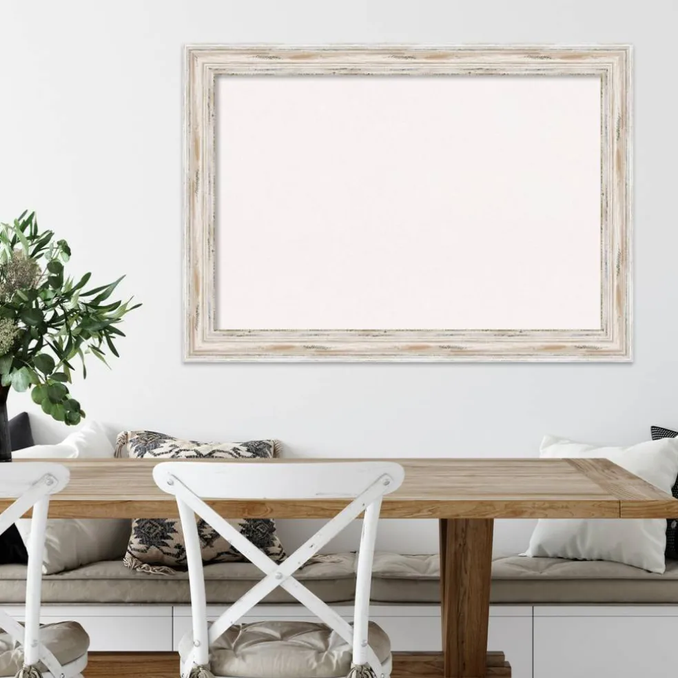 Cork Board, Alexandria White Wash Wood Frame - Bulletin Board, Organization Board, Pin Board