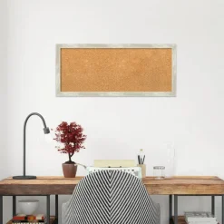Cork Board, Crackled Metallic Narrow Frame - Bulletin Board, Organization Board, Pin Board