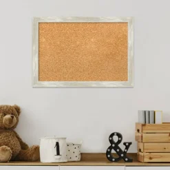 Cork Board, Crackled Metallic Narrow Frame - Bulletin Board, Organization Board, Pin Board
