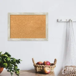 Cork Board, Crackled Metallic Narrow Frame - Bulletin Board, Organization Board, Pin Board