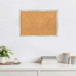 Cork Board, Crackled Metallic Narrow Frame - Bulletin Board, Organization Board, Pin Board