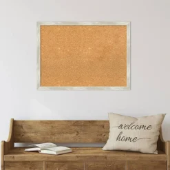 Cork Board, Crackled Metallic Narrow Frame - Bulletin Board, Organization Board, Pin Board