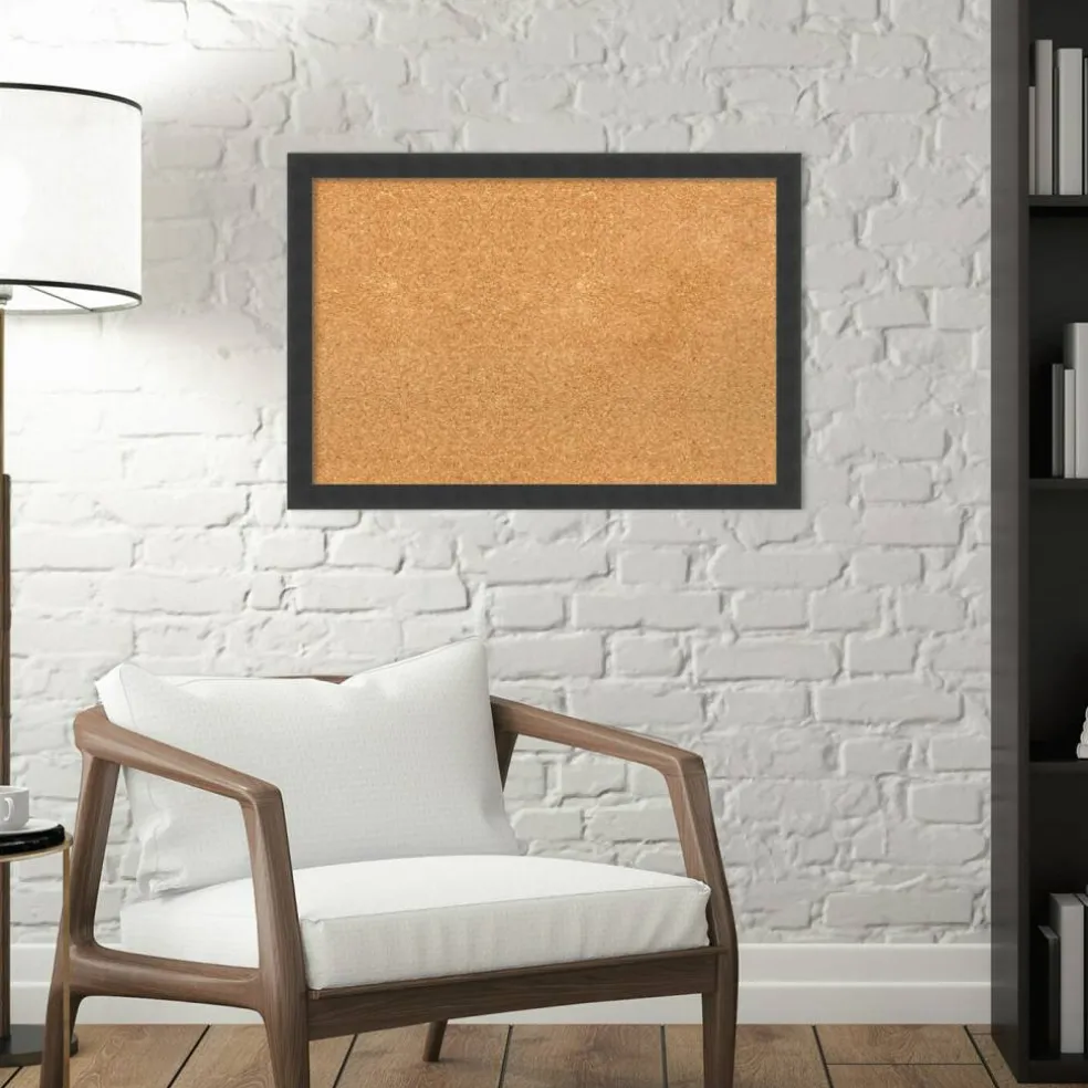 Cork Board, Mezzanotte Black Wood Frame - Bulletin Board, Organization Board, Pin Board