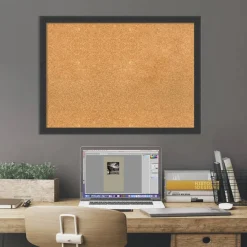 Cork Board, Mezzanotte Black Wood Frame - Bulletin Board, Organization Board, Pin Board