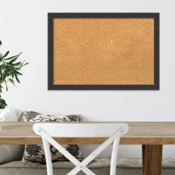 Cork Board, Mezzanotte Black Wood Frame - Bulletin Board, Organization Board, Pin Board
