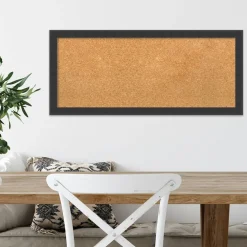 Cork Board, Mezzanotte Black Wood Frame - Bulletin Board, Organization Board, Pin Board