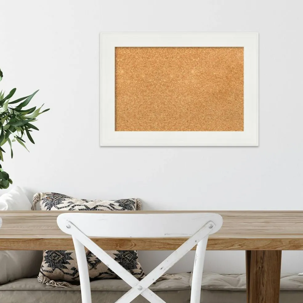 Cork Board, Vanity White Narrow Frame - Bulletin Board, Organization Board, Pin Board