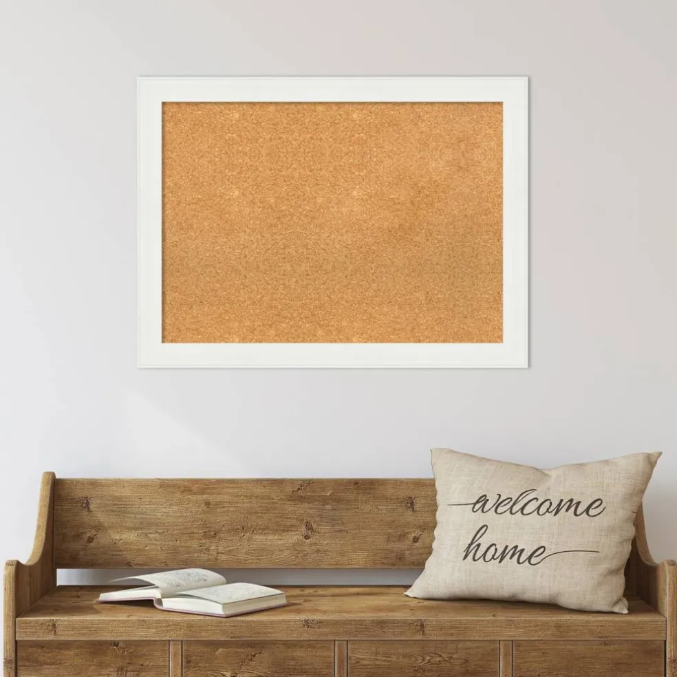 Cork Board, Vanity White Narrow Frame - Bulletin Board, Organization Board, Pin Board