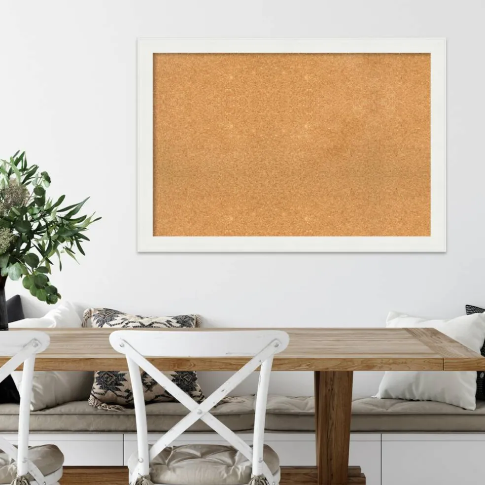 Cork Board, Vanity White Narrow Frame - Bulletin Board, Organization Board, Pin Board